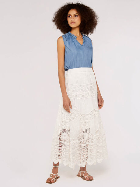 Folk Embroidered Maxi Skirt