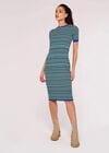 Stripe Knit Midi Dress, Green, large
