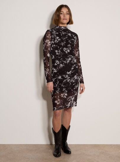 Abstract Mesh Mini Dress
