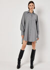 Pinstripe Oversized Shirt Mini Dress, Grey, large