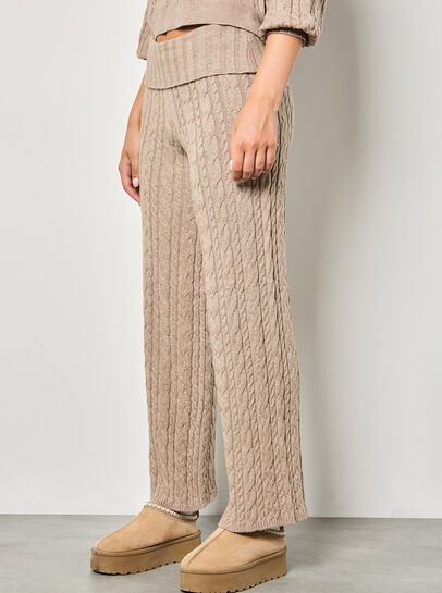 Twisted Cable Knit Wide Leg Trousers