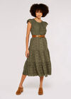 Broderie Anglaise Midi Skirt, Khaki, large