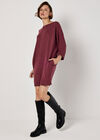 Ribbed Cocoon Mini Dress, Burgundy, large