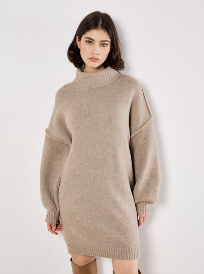 Oversized Fluffy Knit Jumper Mini Dress
