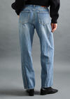 Ayla Rhinestone Panel Barrel Jeans, Blue, large