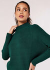 Ribbed Panel Mock Neck Jumper, Green, large