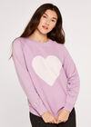 Statement Heart Jumper, Lilac, large