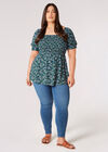 Curve Daisy Floral Milkmaid Top, Vert, grand