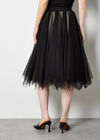 Reversible Tulle Stripe Knit Midi Skirt, Black, large