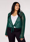 Curve Lightweight Sheer Knitted Shrug, Green, large