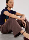 Mini Check Wide Leg Trousers, Burgundy, large