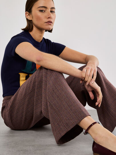 Mini Check Wide Leg Trousers