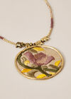 Embroidered Circle Necklace, Yellow, large