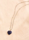 Silver Tone Heart Pendant Necklace, Blue, large