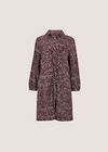 Irregular Spot Crepe Shirt Mini Dress, Burgundy, large