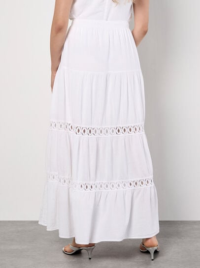 Tiered Crochet Insert Maxi Skirt