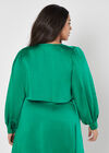 Curve Satin Tie Front Top, Green, large