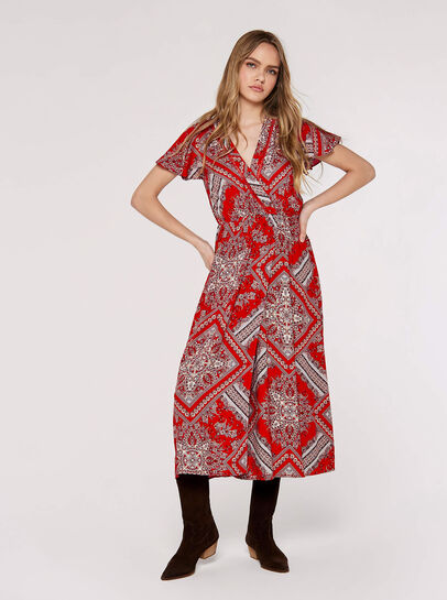 Scarf Print Midaxi Dress