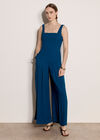 Crepe Wide-Leg Jumpsuit, Blue, large