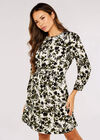 Brushstroke Smock Mini Dress, Khaki, large