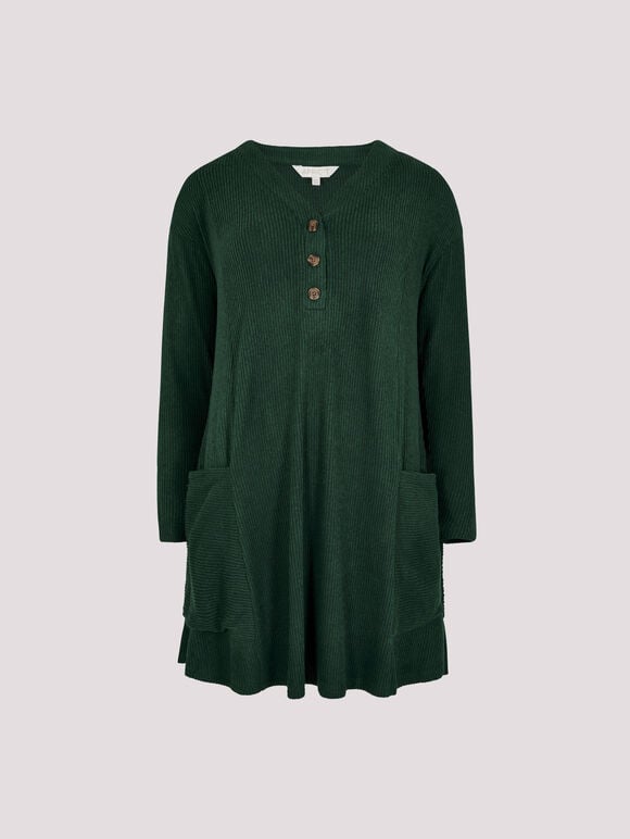 Soft Touch Rib Knit Mini Dress, Green, large