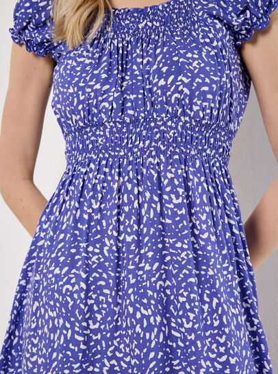 Brush Spot Milkmaid Midi Dress