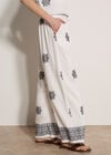 Paisley Embroidered Wide-Leg Trousers, White, large