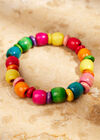 Colourful Wooden Bead Bracelet, Assorted, large