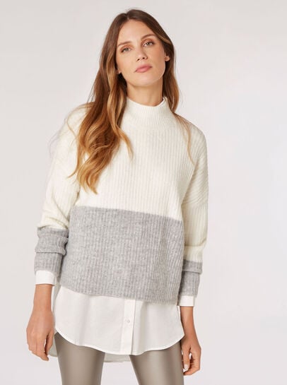 Colour Block Chunky Ribbed  Jumper