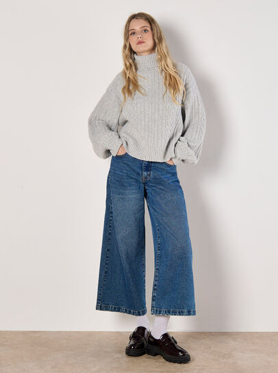 Cable Knit Roll Neck Jumper