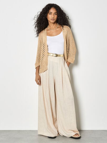 Gold Shimmer Open Knit Cardigan