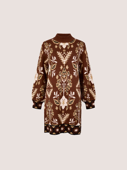 Folk Floral Mini Jumper Dress