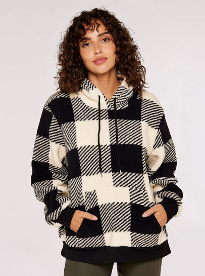 Gingham Check Fleece Hoodie