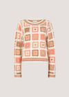 Pastel Crochet Squares Jumper, Coral, large
