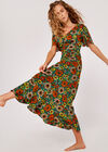 Floral Angel Sleeve Dress, Green, large