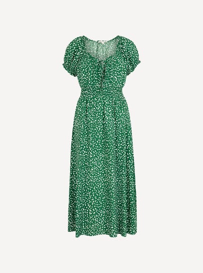 Spot Print Milkmaid Midi Dress