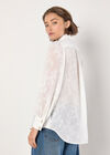 Embroidered Leaf Chiffon Blouse, Cream, large