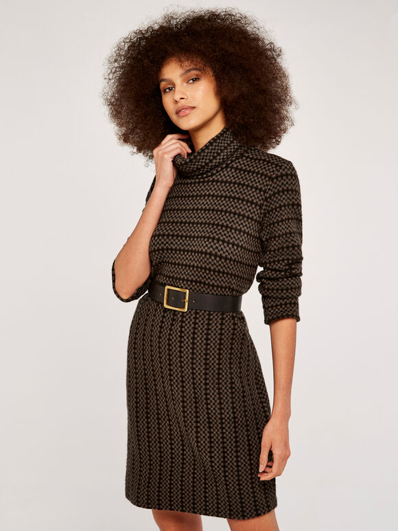 Jigsaw Stripe Cocoon Dress, Brown, large