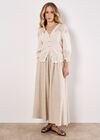Embroidered Mesh Button Down Top, Stone, large