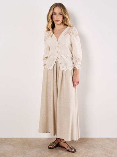 Embroidered Mesh Button Down Top