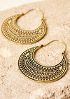 Gold Engraved Earrings, Yellow, large