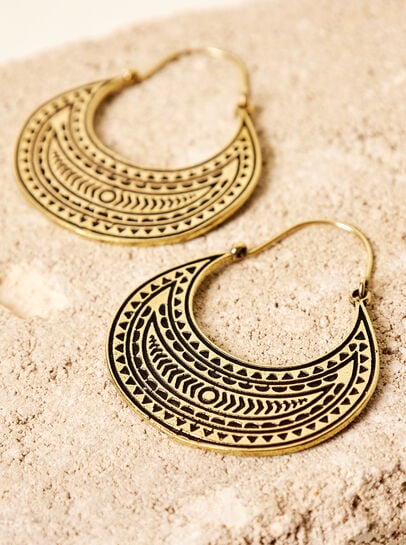 Gold Engraved Earrings