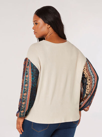 Boho Patchwork Contrast Top