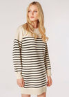 Stripe Jumper Mini Dress, Stone, large