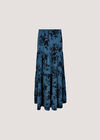 Floral Silhouette Crepe Midi Skirt, Khaki, large