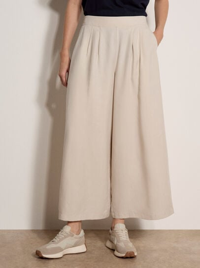 Slub Linen Wide-Leg Trousers