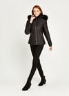 Fur Trim Puffer Jacket, Black, large