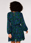 Animal Print Chiffon Mini Dress, Blue, large