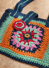 Cross Body Crochet Square Bag, Blue, large