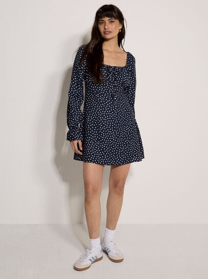 Polka Dot Milkmaid Mini Dress